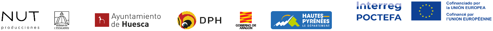 NUT Producciones · Abbaye de l'Escaladieu · Ayuntamiento de Huesca · DPH · Gobierno de Aragón · Hautes-Pyrénées · Interreg POCTEFA · Unión Europea